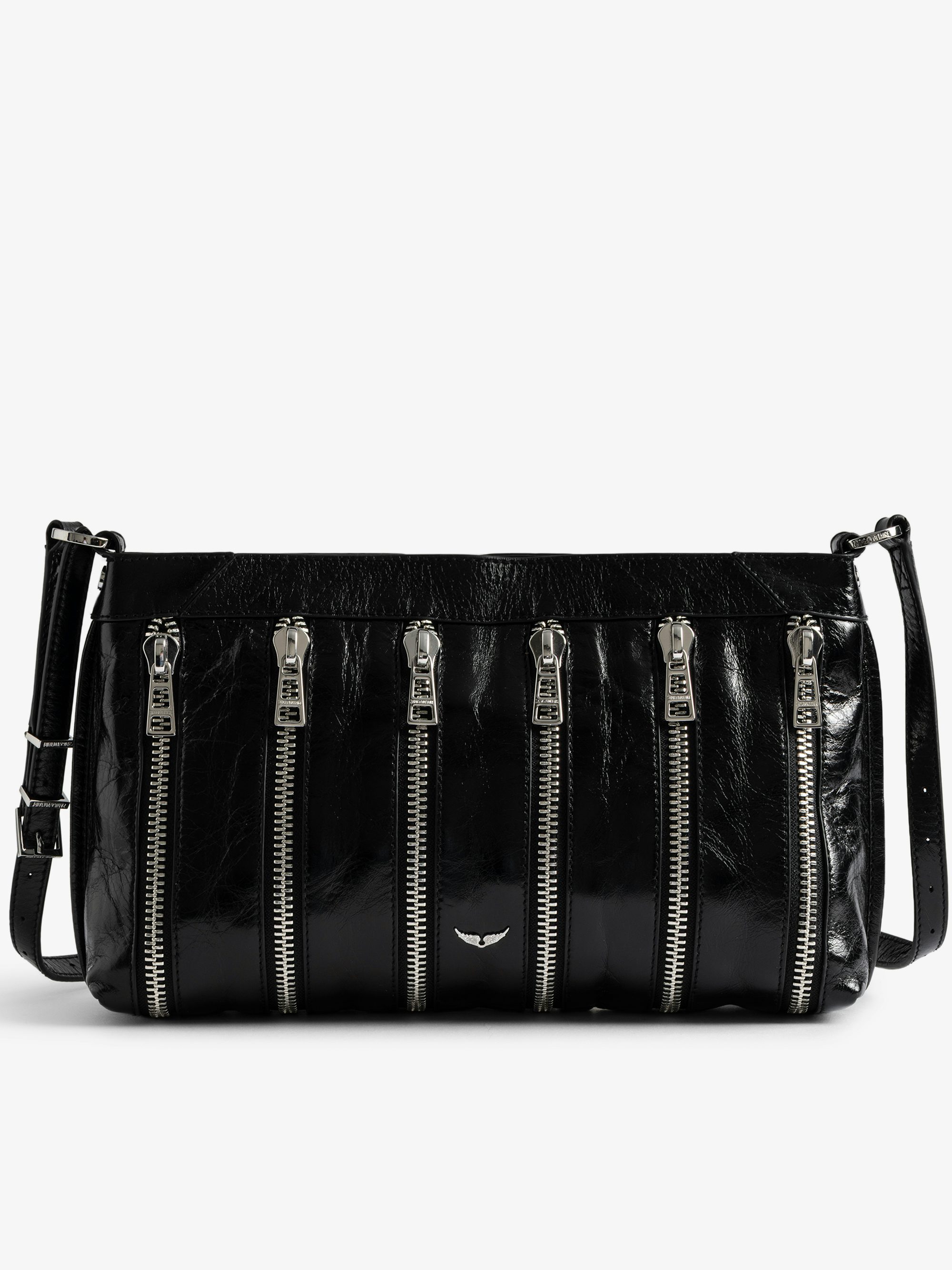 Sunny Moody Zip Bag - Multi zip bag in patent leather with vintage-inspired effect, with adjustable shoulder strap and signature wings.
